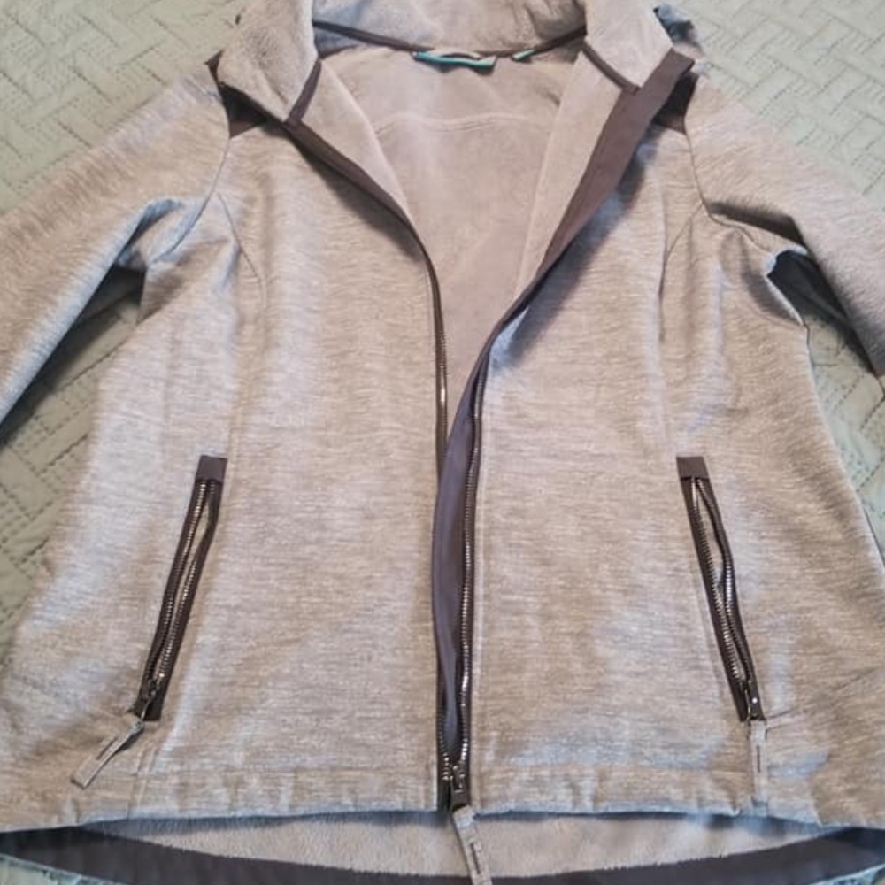 Silver and gray rain jacket